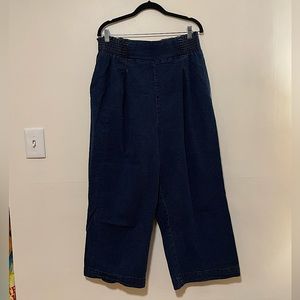 Wide-leg seersucker pants